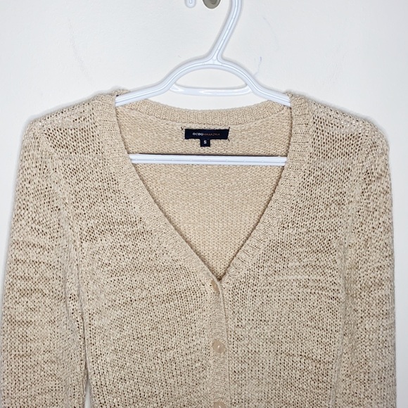 BCBGMaxAzria tape knit sweater cardigan with crochet borders size S - Picture 3 of 9